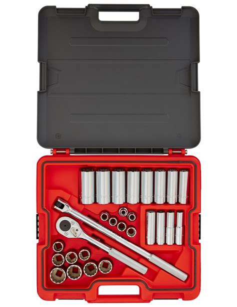 PROTO, 1/2 in Drive Size, 30 Pieces, Impact Socket Set .